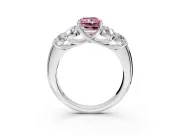 Cluster Engagement Ring Setting for Fancy Pink Radiant Cut Center with Round Cut Accent Frame and Prong Head in White Gold