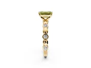 Solitaire Engagement Ring Setting for Fancy Yellow Emerald Cut Center with Beaded Bezel Station Band and Prong Head in Yellow Gold