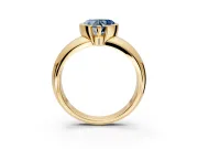 Tension Engagement Ring Setting for Fancy Blue Heart-Shaped Center with Wide Flat Band and Tension Head in Yellow Gold