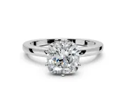 Solitaire Engagement Ring Setting for Cushion Cut Center with Plain Band and Tulip Prong Head in Sterling Silver