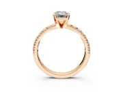 Solitaire Engagement Ring Setting for Emerald Cut Center with Large Accents and Prong Head in Rose Gold