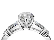 Bar-Set Engagement Ring Setting for Marquise Center with Tapered Baguette Accents and Prong Head in Platinum