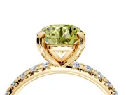 Solitaire Engagement Ring Setting for Fancy Yellow Round Cut Center with Shared-Prong Accents and Prong Head in Yellow Gold