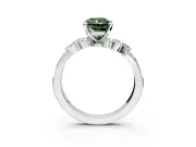 Solitaire Engagement Ring Setting for Fancy Green Radiant Cut Center with Marquise Accent Twist Band and Prong Head in White Gold