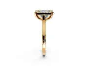 Single Halo Engagement Ring Setting for Fancy Blue Princess Cut Center with Corner Claws, Plain Band and Prong Head in Yellow Gold