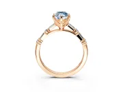 Baguette Engagement Ring Setting for Fancy Blue Marquise Center with Alternating Bar-Set Band and Prong Head in Rose Gold