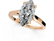 Solitaire Engagement Ring Setting for Marquise Center with Tapered Shoulders and Prong Head in Rose Gold
