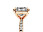 Solitaire Engagement Ring Setting for Asscher Cut Center with Fine Pave Narrow Band and Prong Head in Rose Gold