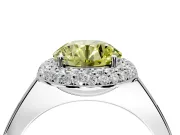 Halo Engagement Ring Setting for Fancy Yellow Round Cut Center with Plain Tapered Band and Prong Head in Platinum