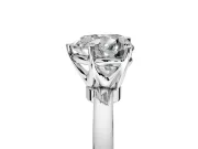 Solitaire Engagement Ring Setting for Heart-Shaped Center with Plain Band and Tulip Prong Head in Sterling Silver