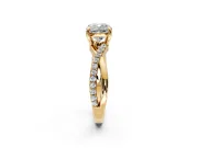 Solitaire Engagement Ring Setting for Cushion Cut Center with Half-Pave Crossover Band and Prong Head in Yellow Gold