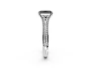 Solitaire Engagement Ring Setting for Fancy Black Radiant Cut Center with Pave Rail Split Shank and Prong Head in Sterling Silver