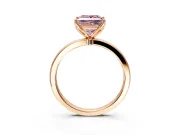 Solitaire Engagement Ring Setting for Fancy Pink Princess Cut Center with Thin Rounded Plain Band and Prong Head in Rose Gold