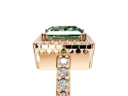 Halo Engagement Ring Setting for Fancy Green Princess Cut Center with Inner Milgrain Border and Prong Head in Rose Gold