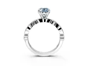 Solitaire Engagement Ring Setting for Fancy Blue Oval Center with Milgrain Bezel Accents and Prong Head in Platinum