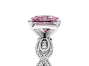 Solitaire Engagement Ring Setting for Fancy Pink Radiant Cut Center with Marquise Panel Band and Prong Head in Sterling Silver