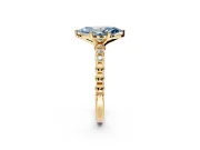 Solitaire Engagement Ring Setting for Fancy Blue Marquise Center with Bezel-Dot Beaded Band and Prong Head in Yellow Gold