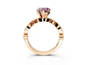 Solitaire Engagement Ring Setting for Fancy Pink Heart-Shaped Center with Milgrain Bezel Accents and Prong Head in Rose Gold