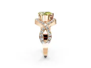 Halo Engagement Ring Setting for Fancy Yellow Pear-Shaped Center with Pave Infinity Twist Band and Prong Head in Rose Gold