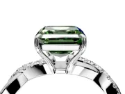 Crossover Engagement Ring Setting for Fancy Green Asscher Cut Center with Pave and Plain Strands and Prong Head in Platinum