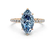 Solitaire Engagement Ring Setting for Fancy Blue Marquise Center with Micro Pave Band and Prong Head in Rose Gold