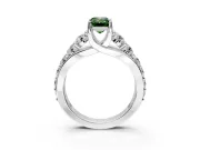Solitaire Engagement Ring Setting for Fancy Green Emerald Cut Center with Graduated Shared Prongs and Prong Head in Platinum
