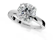 Solitaire Engagement Ring Setting for Round Cut Center with Plain Band and Flat Tab Prong Head in Platinum