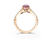 Solitaire Engagement Ring Setting for Fancy Pink Radiant Cut Center with Pave Split Shank and Prong Head in Rose Gold