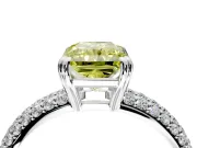 Solitaire Engagement Ring Setting for Fancy Yellow Radiant Cut Center with Multi-Row Pave Accents and Basket Head in Platinum
