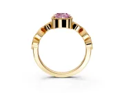 Vintage Station Engagement Ring Setting for Fancy Pink Cushion Cut Center with Accents and Prong Head in Yellow Gold