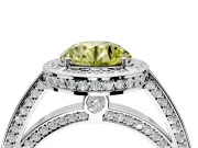Halo Engagement Ring Setting for Fancy Yellow Round Cut Center with Framed Halo, Pave Band and Prong Head in Sterling Silver