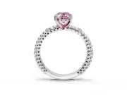 Rope Engagement Ring Setting for Fancy Pink Oval Center with Accent Shoulders and Prong Head in Platinum