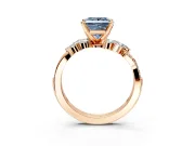 Solitaire Engagement Ring Setting for Fancy Blue Princess Cut Center with Marquise Accent Twist Band and Prong Head in Rose Gold
