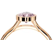 Solitaire Engagement Ring Setting for Fancy Pink Pear-Shaped Center with V Split Shank and Bezel Head in Rose Gold