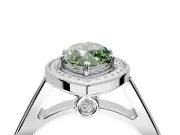 Halo Engagement Ring Setting for Fancy Green Marquise Center with Outer Bezel Rim, Pave Band and Prong Head in Platinum