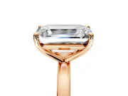 Emerald Cut and Emerald Cut Lab-Grown Diamond Toi et Moi Engagement Ring with Prong-Set Stones in Rose Gold