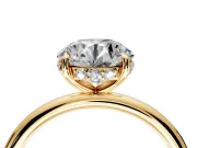 Solitaire Engagement Ring Setting for Round Cut Center with Plain Band, Open Basket and Prong Head in Yellow Gold