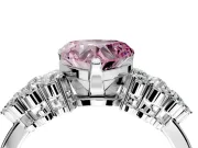 Cluster Engagement Ring Setting for Fancy Pink Heart-Shaped Center with 2-Row Shoulder Clusters and Prong Head in Sterling Silver
