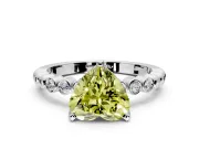 Solitaire Engagement Ring Setting for Fancy Yellow Heart-Shaped Center with Bezel-Dot Beaded Band and Prong Head in Platinum