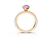 Solitaire Engagement Ring Setting for Fancy Pink Marquise Center with Fine Pave Band and Claw Prong Head in Rose Gold