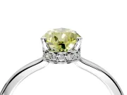 Hidden Halo Engagement Ring Setting for Fancy Yellow Pear-Shaped Center with Wide Flat Plain Band and Prong Head in Platinum