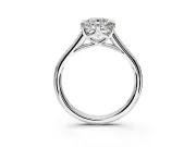 Solitaire Engagement Ring Setting for Round Cut Center with Cathedral Band and Prong Head in Sterling Silver