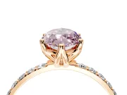 Solitaire Engagement Ring Setting for Fancy Pink Marquise Center with Fine Pave Accents and Prong Head in Rose Gold