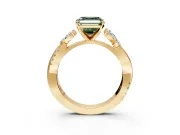 Floral Engagement Ring Setting for Fancy Green Asscher Cut Center with Trailing Marquise Accents and Prong Head in Yellow Gold