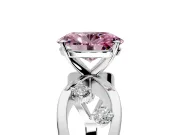 Solitaire Engagement Ring Setting for Fancy Pink Oval Center with Criss-Cross Accent Band and Prong Head in Sterling Silver
