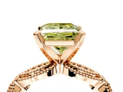 Solitaire Engagement Ring Setting for Fancy Yellow Princess Cut Center with Marquise Panel Band and Prong Head in Rose Gold