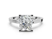Solitaire Engagement Ring Setting for Radiant Cut Center with Tapered Shoulders and Prong Head in Platinum
