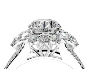 Halo Engagement Ring Setting for Round Cut Center with Two-Strand Split Shank and Prong Head in Platinum