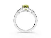 3 Stone Engagement Ring Setting for Fancy Yellow Radiant Cut Center with Baguette Accents and Prong Head in White Gold