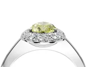 Halo Engagement Ring Setting for Fancy Yellow Pear-Shaped Center with Plain Tapered Band and Prong Head in Platinum
